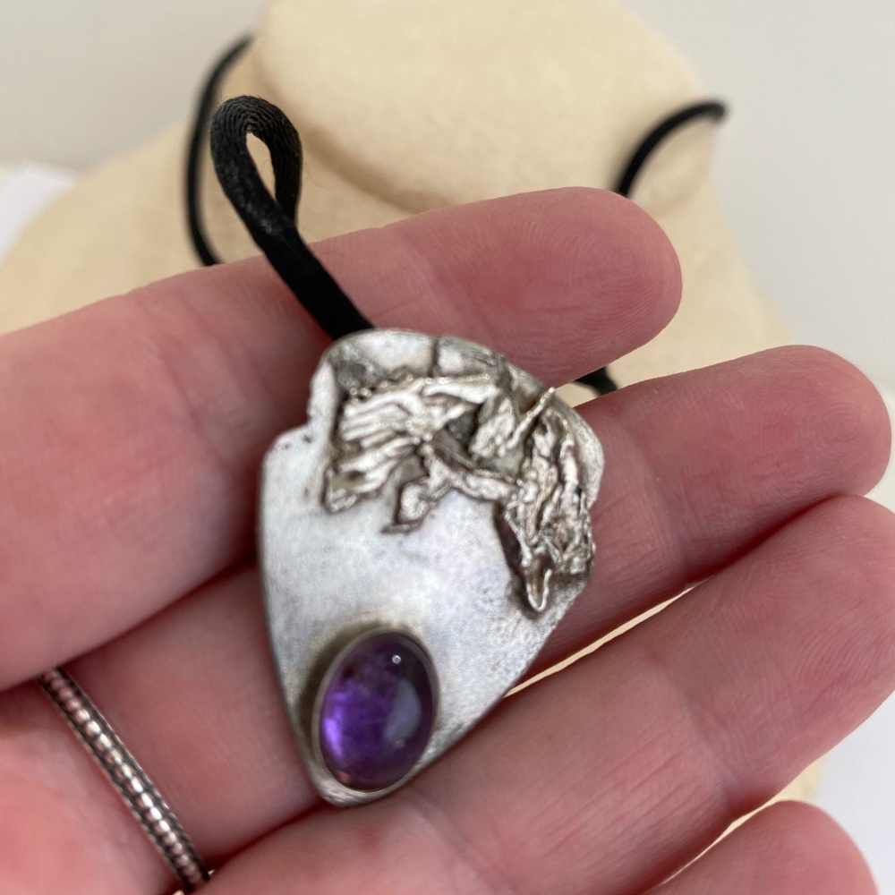 Sterling silver amethyst arrowhead pendant